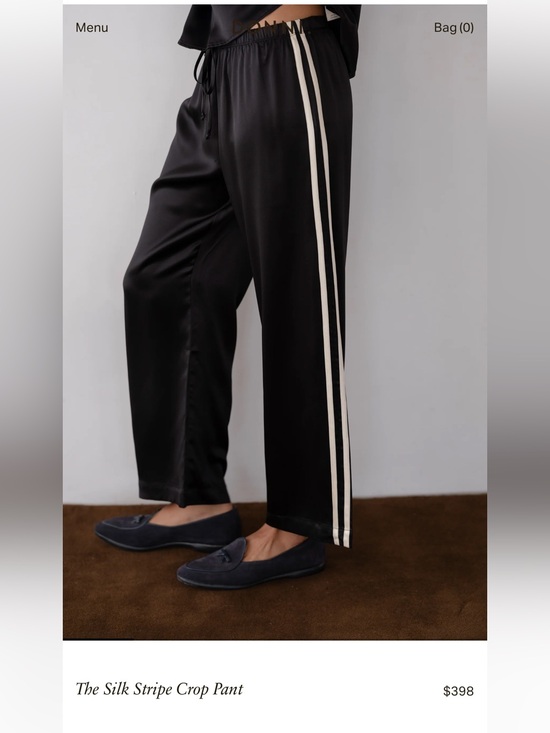 DONNI. Pants - Donni The Silk Stripe Crop Pant in Jet (black) size small